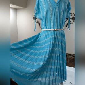 Vintage Blue Summer Sun Dress Size 10-12